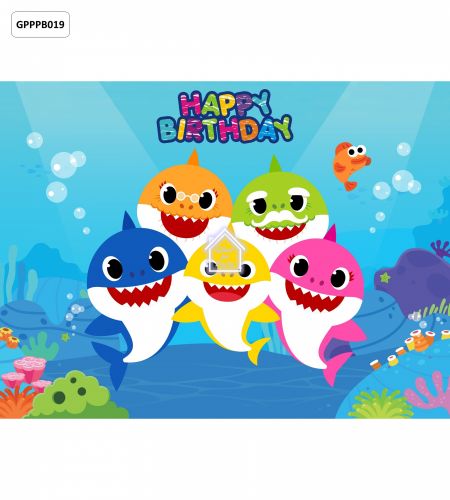 Baby Shark Birthday Party Photo Booth Backdrop - 8ft X 6ft - GPPPB019