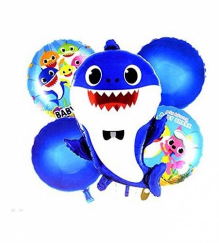 Blue Baby Shark Foil Balloon Set Of 5 Pcs