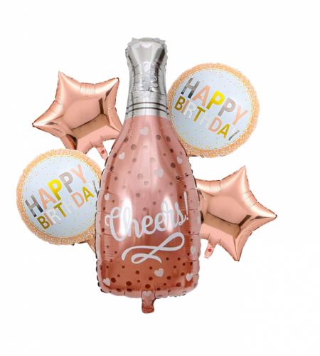 Cheers Bottle Foil Balloon Set Of 5 Pcs
