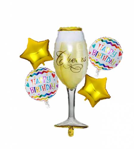 Cheers Glass Foil Balloon Set Of 5 Pcs