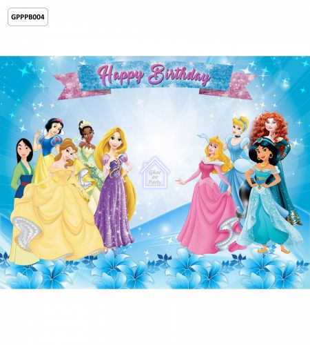 Disney Princess Birthday Party Photo booth Backdrop - 8ft x 6ft - GPPPB004