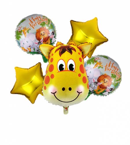 Giraffe Head Foil Balloon Set Of 5 Pcs