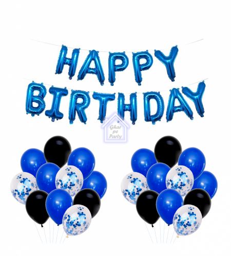 Happy Birthday Black & Blue - 61pcs Pack
