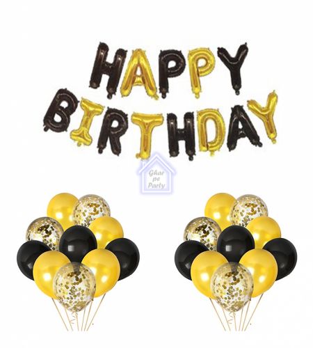 Happy Birthday Black & Gold - 51pcs Pack