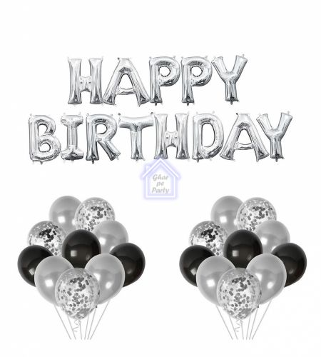 Happy Birthday Black & Silver - 51pcs Pack