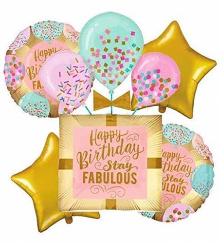 Happy Birthday Stay Fabulous Foil Balloon Set Of 5 Pcs