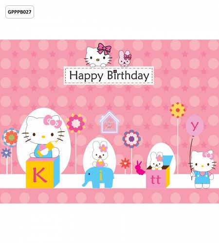 Hello Kitty Birthday Party Photo Booth Backdrop - 8ft X 6ft - GPPPB027