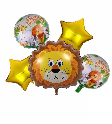 Lion Head Foil Balloon Set Of 5 Pcs