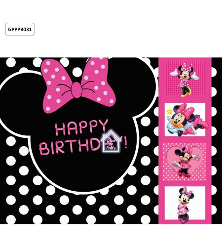 Minnie Mouse Birthday Party Photo booth Backdrop - 8ft x 6ft - GPPPB031