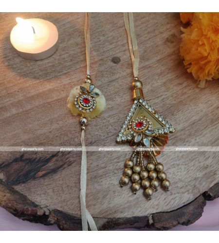 Moti Kundan Bhai Bhabhi Rakhi (Set of 2)