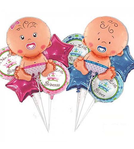 New Little Prince & Princess Foil Balloon - Pack of 10