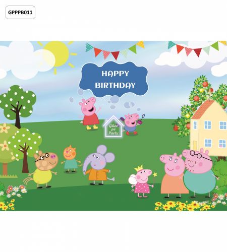 Peppa Pig Birthday Party Photo booth Backdrop - 8ft x 6ft - GPPPB011