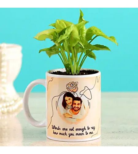 Personalised Mug With Syngonium Plant