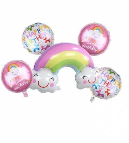 Rainbow Foil Balloon Set Of 5 Pcs