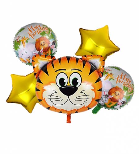 Tiger Head Foil Balloon Set Of 5 Pcs