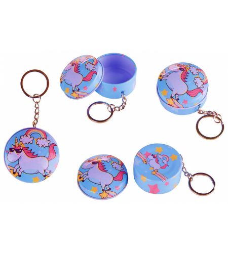 Unicorn tin Storage Box Keychain : 3 Keychain