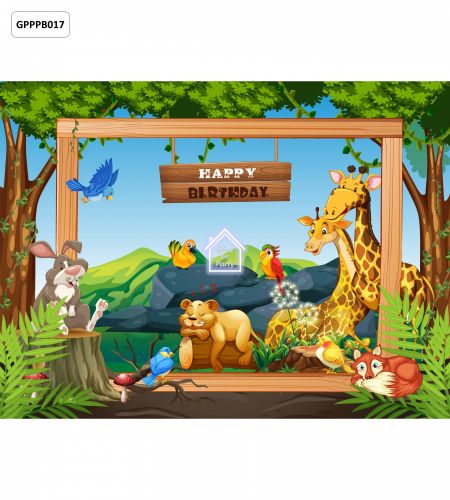 Wild Safari Birthday Party Photo booth Backdrop - 8ft x 6ft - GPPPB017