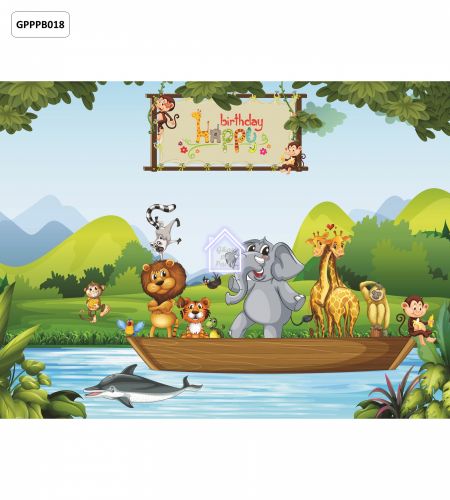 Wild Safari Birthday Party Photo booth Backdrop - 8ft x 6ft - GPPPB018